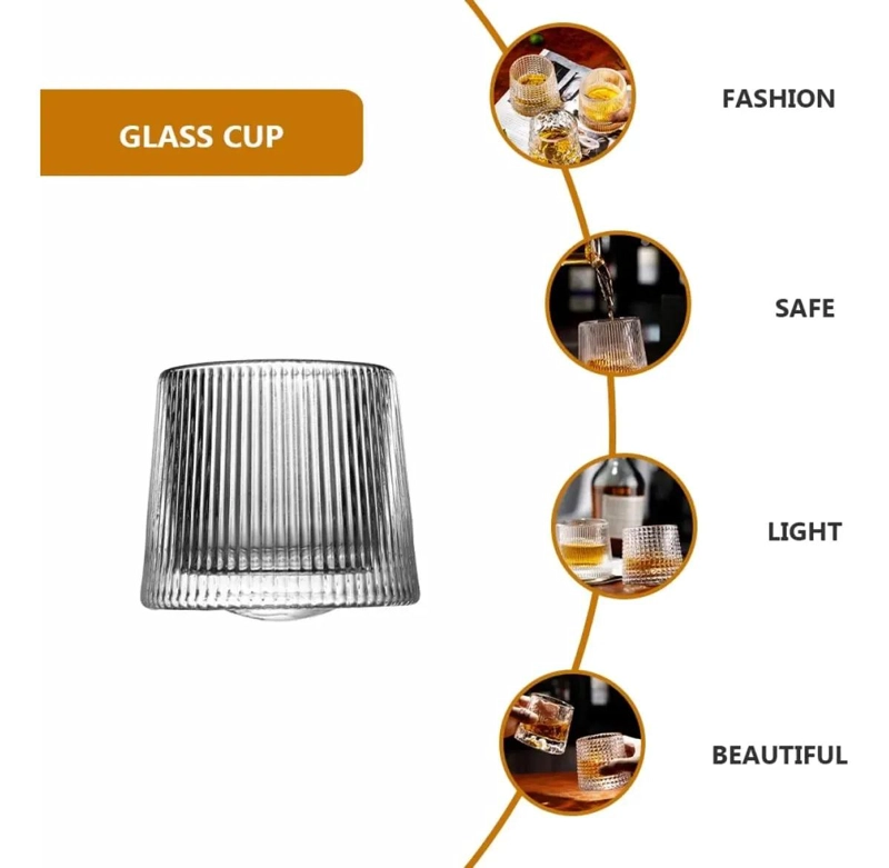 VASOS DE VIDRIO GIRATORIO 360 PARA WHISKY CON DISEÑO ELEGANTE - 5