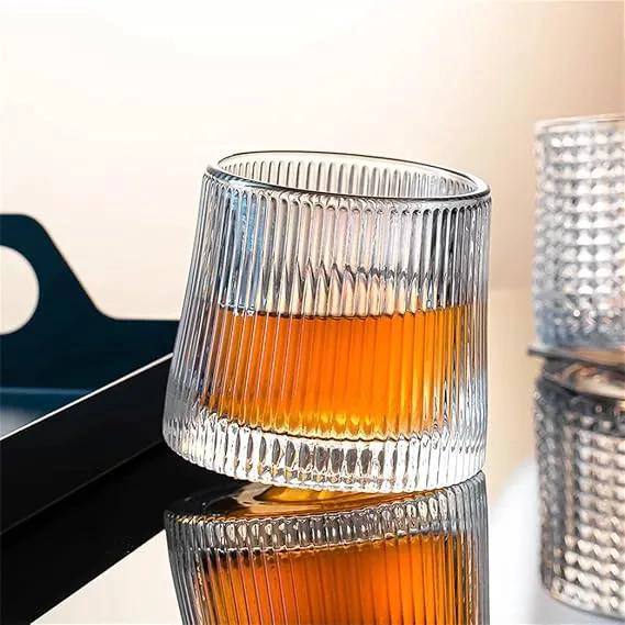 VASOS DE VIDRIO GIRATORIO 360 PARA WHISKY CON DISEÑO ELEGANTE - 6
