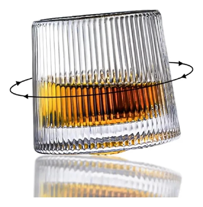 VASOS DE VIDRIO GIRATORIO 360 PARA WHISKY CON DISEÑO ELEGANTE - 8
