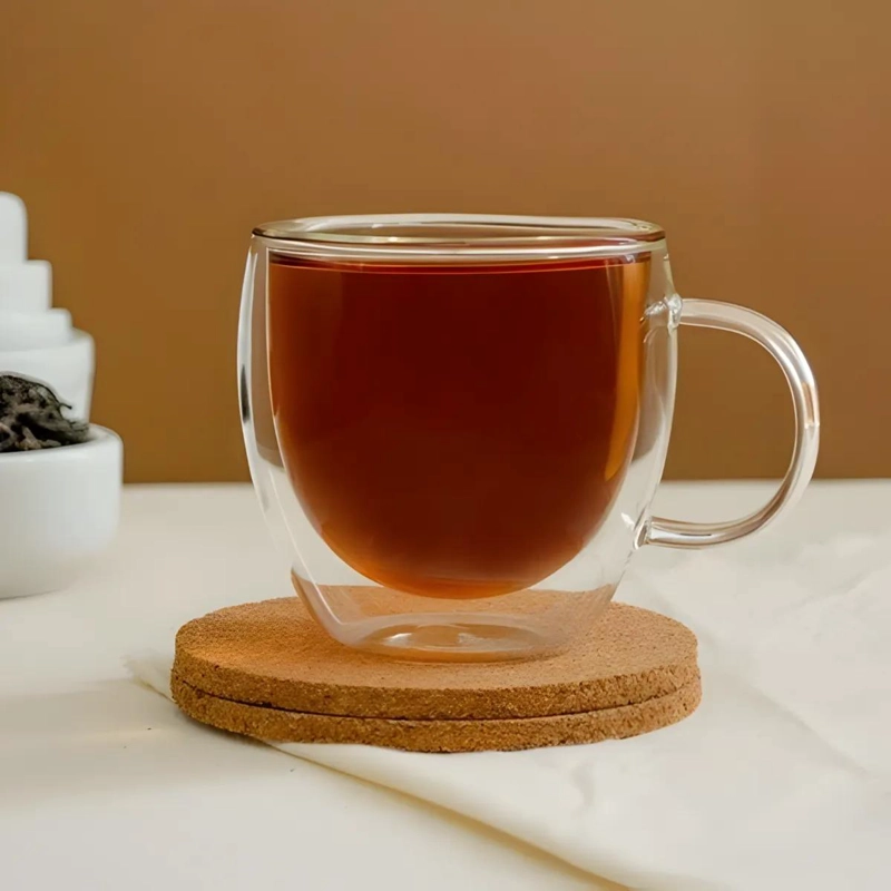 SET DE 2 TAZAS DE VIDRIO DOBLE PARED PARA CAFE  Y TE  80ML - 4