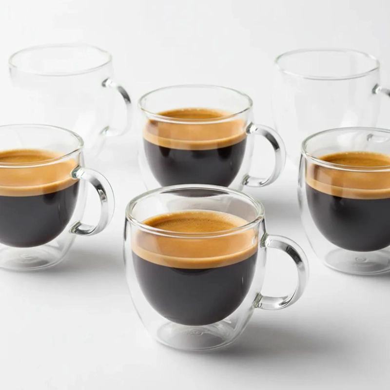 SET DE 2 TAZAS DE VIDRIO DOBLE PARED PARA CAFE  Y TE  80ML - 5