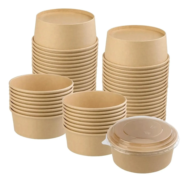 BOWL DE POLIPAPEL KRAFT 750 CC CON TAPA PARA COMIDAS - 1