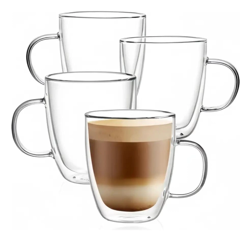 JUEGO DE 4 TAZAS DE CAFE  DE VIDRIO TE RMICO 350ML - 2