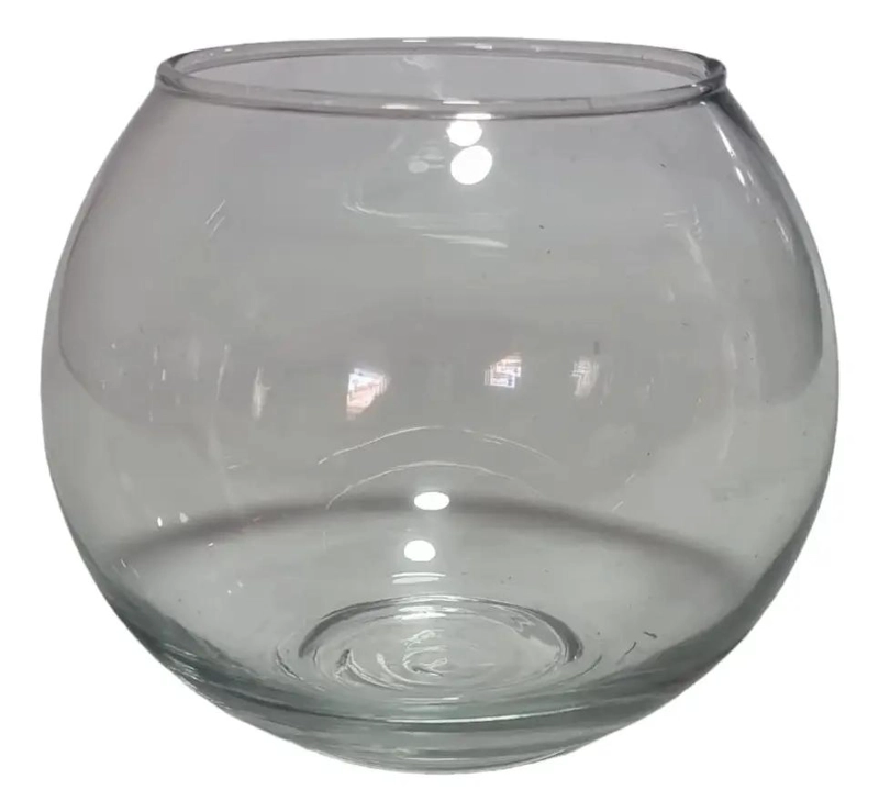 PECERA DE CRISTAL REDONDA PARA DECORACION Y DULCES 2200ML - 3