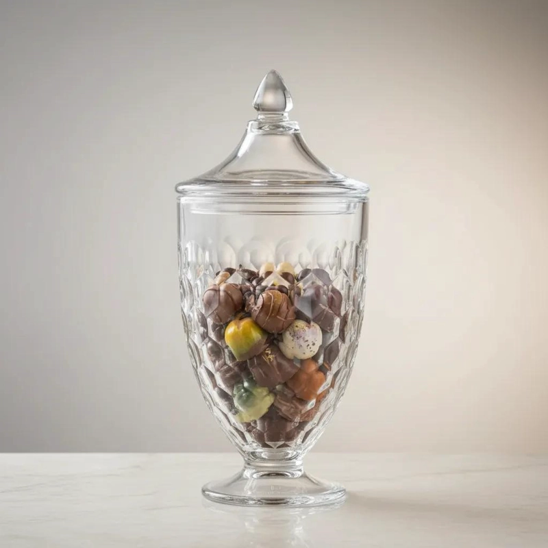 BOMBONERA ELEGANTE PARA DULCES 800ML CON TAPA - 1