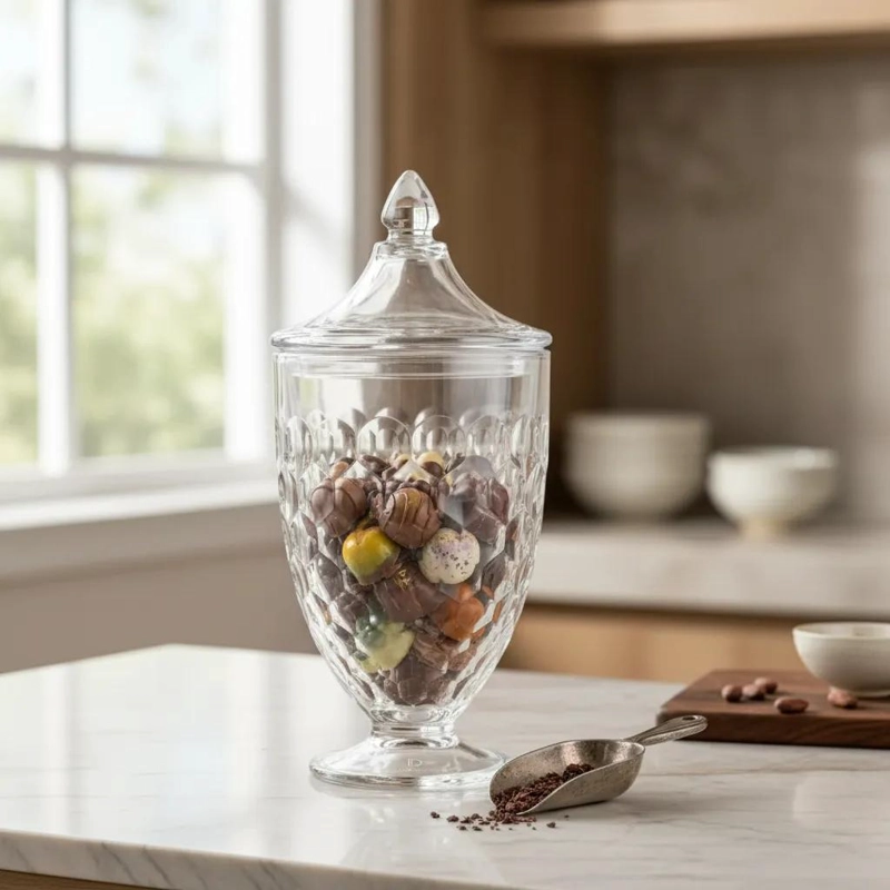 BOMBONERA ELEGANTE PARA DULCES 800ML CON TAPA - 2