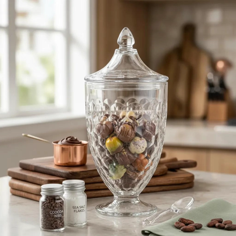 BOMBONERA ELEGANTE PARA DULCES 800ML CON TAPA - 5