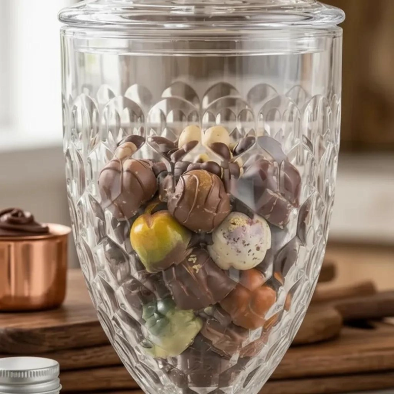BOMBONERA ELEGANTE PARA DULCES 800ML CON TAPA - 6