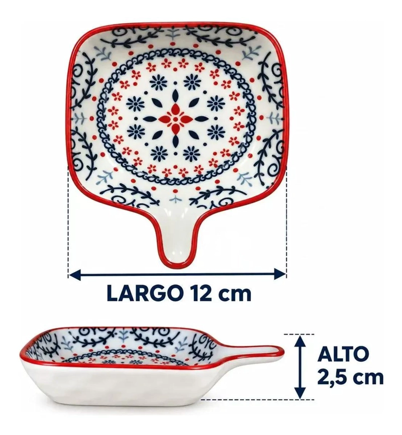 SET DE 6 POCILLOS DE CERAMICA PARA SALSAS CON DISEÑO FLORAL - 2