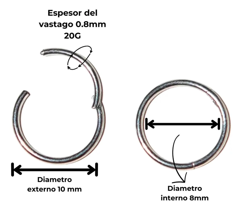 AROS CLICKER DE ACERO QUIRURGICO PARA PIERCINGS 8MM - 2