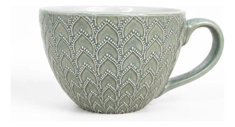 TAZA CILINDRICA MANDALA DE CERAMICA CELESTE 350 ML - 6