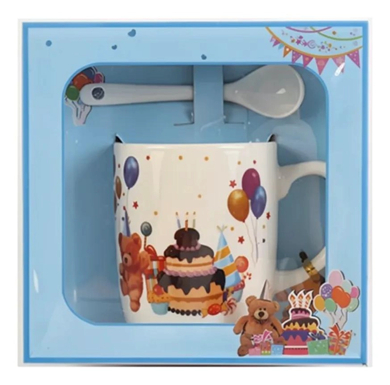 TAZA DE CERAMICA CELESTE PARA CELEBRACIONES DE CUMPLEAÑOS - 1