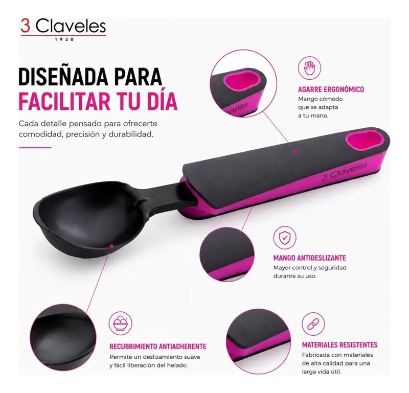 CUCHARA DE ACERO INOXIDABLE ANTIADHERENTE PARA HELADO 20 CM - 5