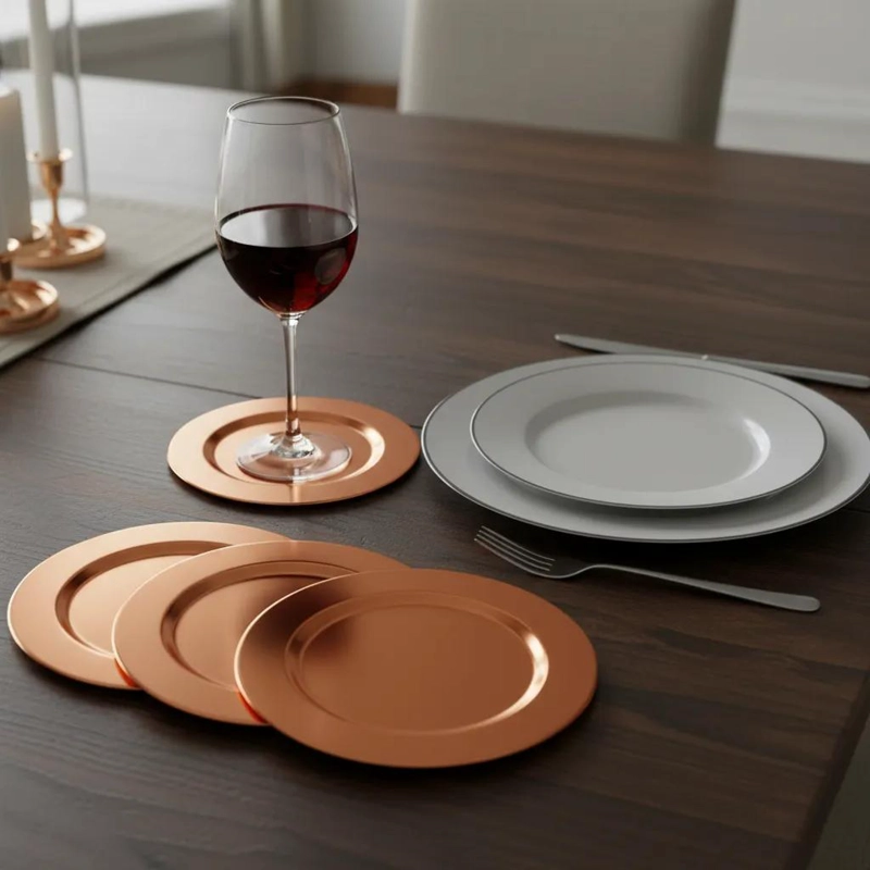 SET DE 2 POSAVASOS DE ACERO INOXIDABLE CON BORDE LISO - 3