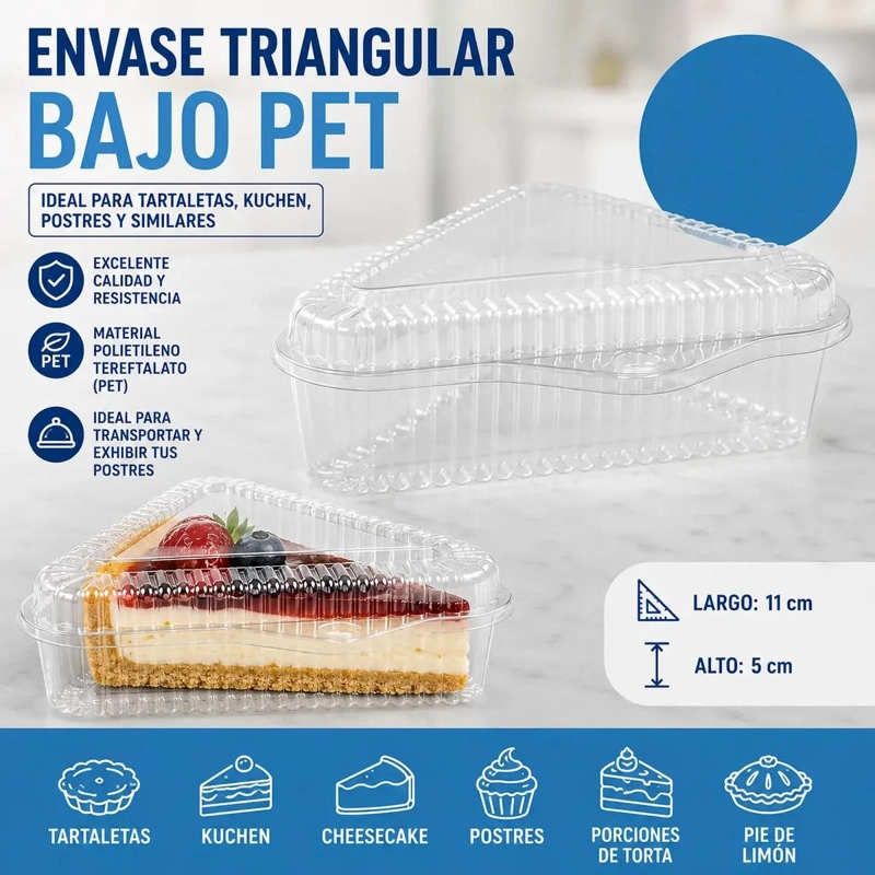 ENVASE TRIANGULAR PARA TARTALETAS Y POSTRES (50 UNIDADES) - 2
