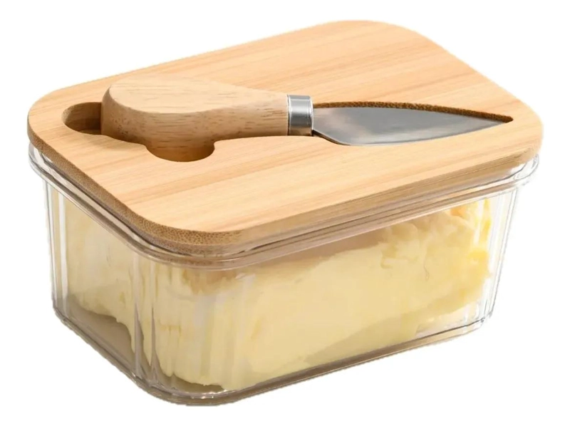RECIPIENTE HERME TICO PARA MANTEQUILLA CON TAPA DE BAMBU - 1