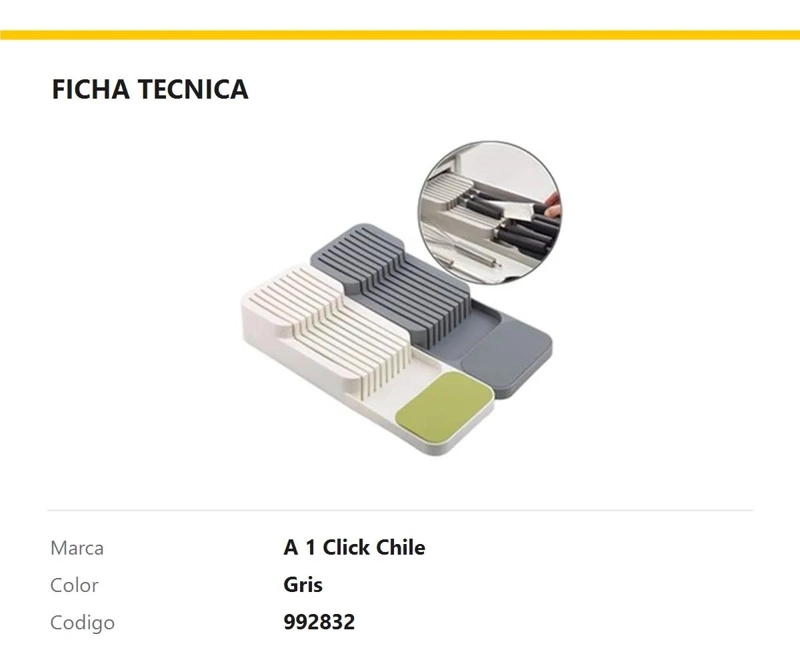 PORTA CUCHILLOS GRIS DE PLASTICO RESISTENTE Y FUNCIONAL - 2
