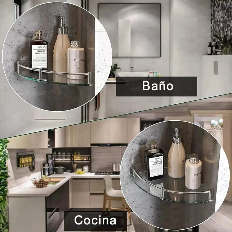 ESTANTES ESQUINEROS DE VIDRIO TEMPLADO PARA BAÑO - 7