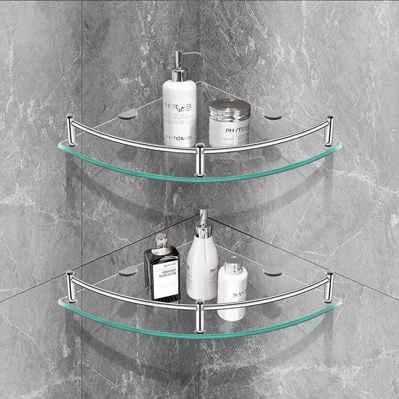 ESTANTES ESQUINEROS DE VIDRIO TEMPLADO PARA BAÑO - 8