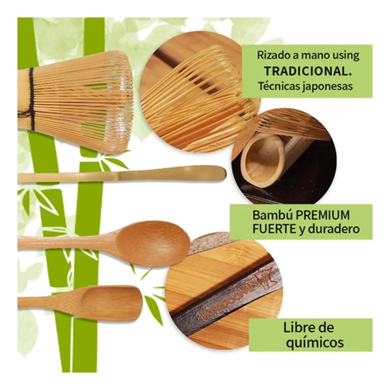 JUEGO DE UTENSILIOS PARA PREPARAR TE  MATCHA DE BAMBU - 6