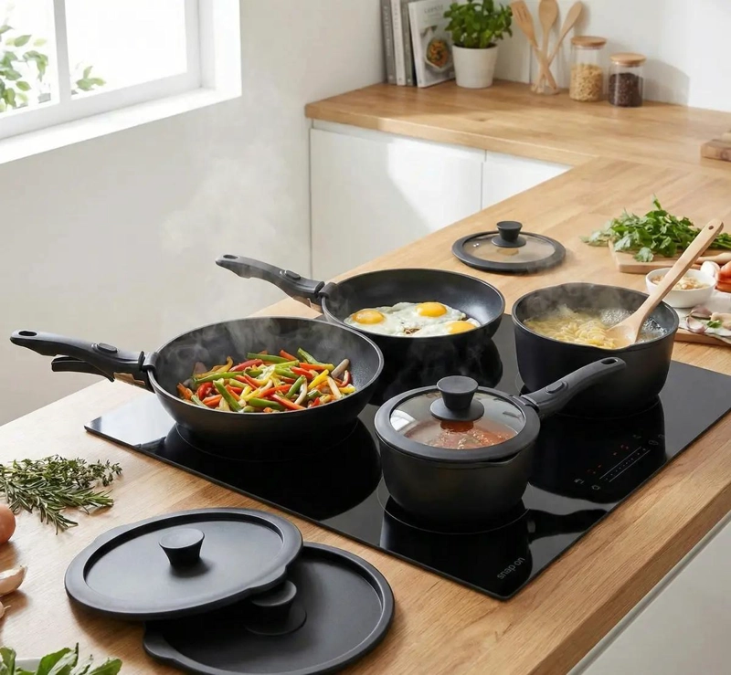 BATERIA DE COCINA 11 PIEZAS ALUMINIO FORJADO COLOR NEGRO - 7