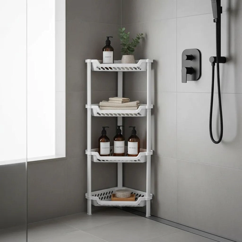 ORGANIZADOR ESQUINERO MULTIUSO PARA DUCHA Y BAÑO CON 4 ESTANTES - 1