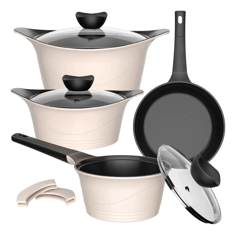 SET DE COCINA DE ALUMINIO FUNDIDO 7 PIEZAS BEIGE - 1