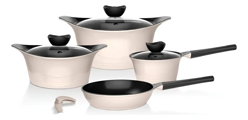 SET DE COCINA DE ALUMINIO FUNDIDO 7 PIEZAS BEIGE - 2