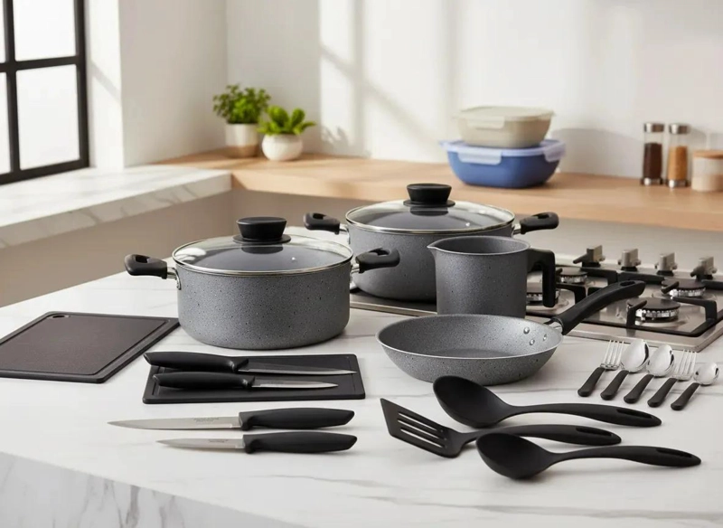 KIT DE COCINA ANTIADHERENTE 44 PIEZAS CON UTENSILIOS Y OLLAS - 2