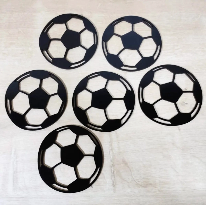 SET DE 6 POSAVASOS DE MADERA CON DISEÑO DE FUTBOL - 7