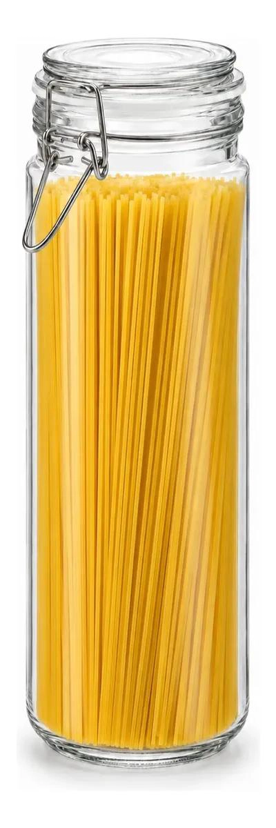 TARRO DE VIDRIO HERME TICO CON TAPA DE BISAGRA PARA COCINA - 1