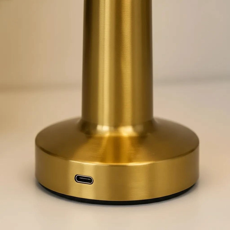 LAMPARA DE MESA RECARGABLE LED DORADA CON LUZ CALIDA - 4