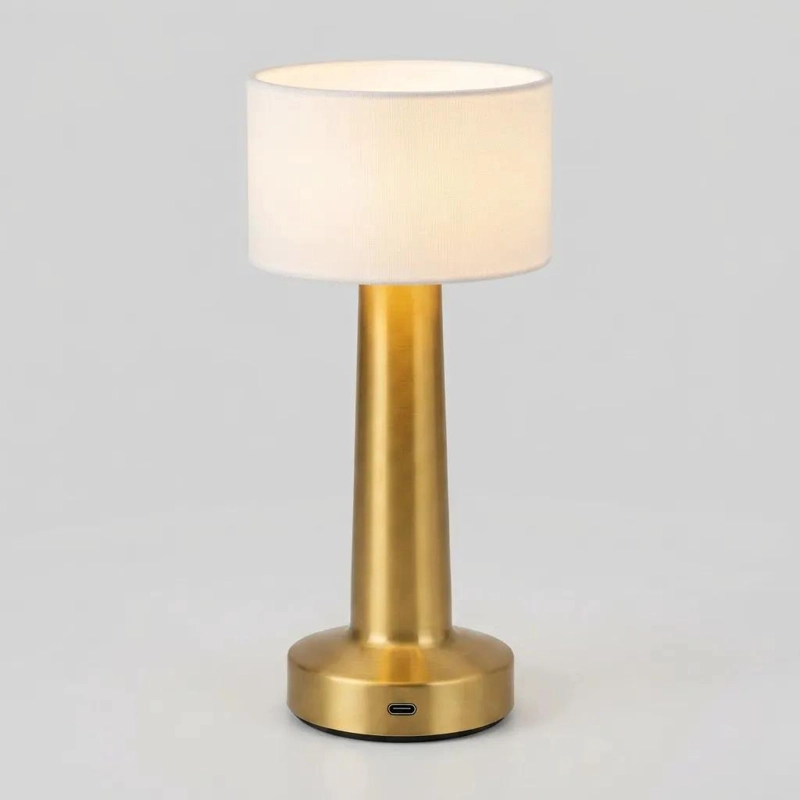 LAMPARA DE MESA RECARGABLE LED DORADA CON LUZ CALIDA - 5