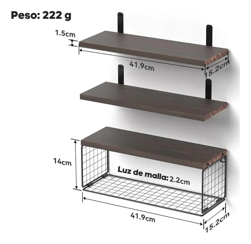 ESTANTE FLOTANTE DE PARED PARA BAÑO CON 3 NIVELES Y TOALLERO - 2