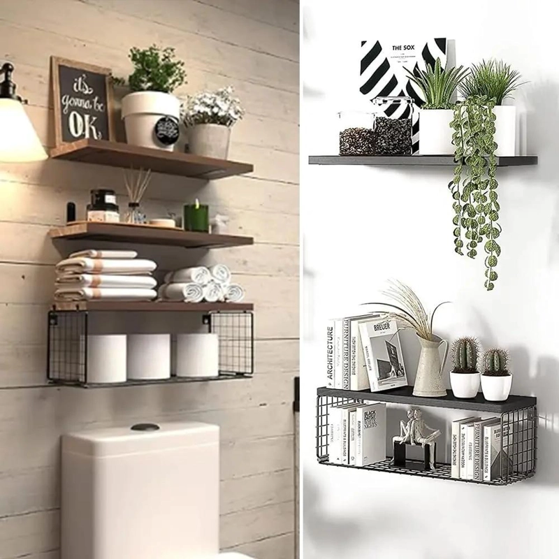 ESTANTE FLOTANTE DE PARED PARA BAÑO CON 3 NIVELES Y TOALLERO - 4