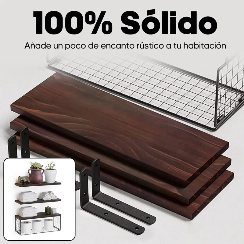 ESTANTE FLOTANTE DE PARED PARA BAÑO CON 3 NIVELES Y TOALLERO - 5