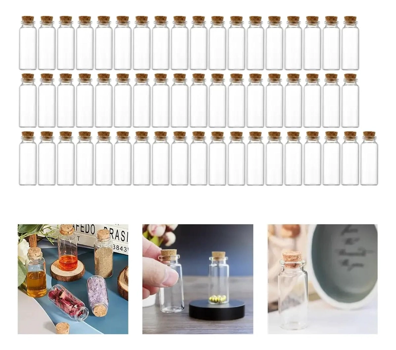 PACK DE 55 MINIBOTELLAS DE VIDRIO CON TAPON DE CORCHO - 2
