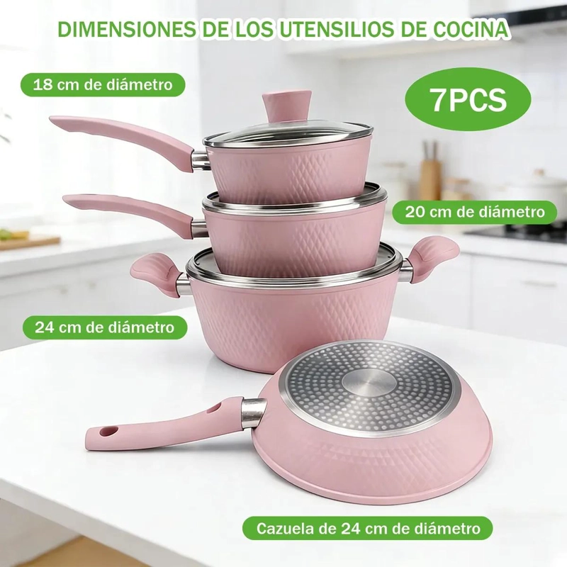 SET DE 7 OLLAS ANTIADHERENTES PARA COCINAR - 3