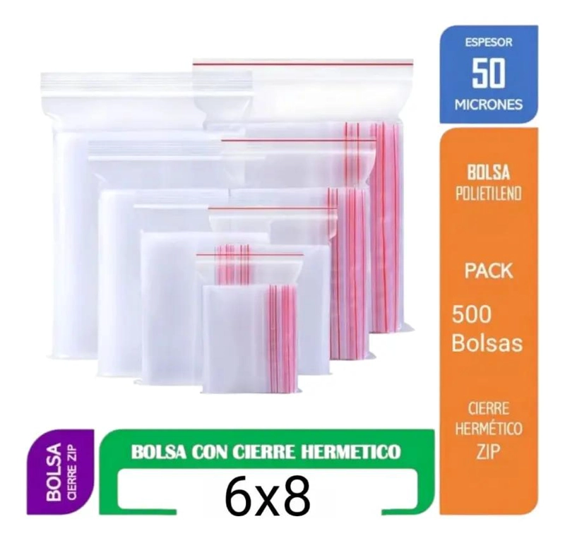BOLSAS ZIPPER HERME TICAS 6X8 CM PACK 500 UNIDADES - 1