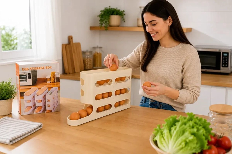 DISPENSADOR ORGANIZADOR DE HUEVOS PARA 18 UNIDADES EN COCINA - 5
