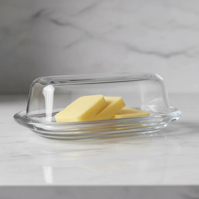 MANTEQUILLERO DE VIDRIO ELEGANTE 20 CM PARA MESA - 1