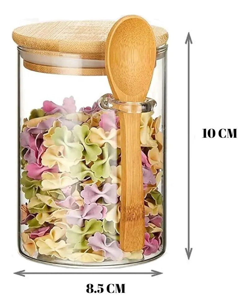 FRASCOS DE VIDRIO HERME TICO 400 ML CON TAPA DE BAMBU - 3