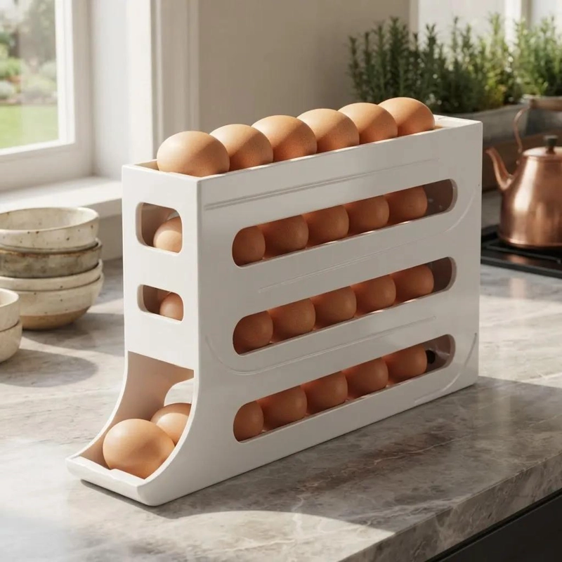HUEVERA ORGANIZADOR DE 30 HUEVOS EN 4 NIVELES BLANCA - 1