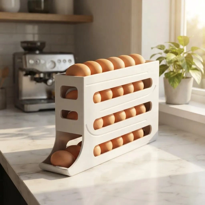 HUEVERA ORGANIZADOR DE 30 HUEVOS EN 4 NIVELES BLANCA - 3