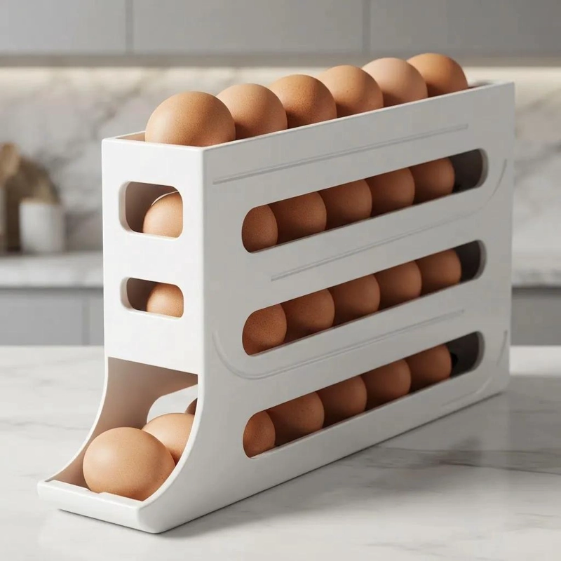 HUEVERA ORGANIZADOR DE 30 HUEVOS EN 4 NIVELES BLANCA - 4