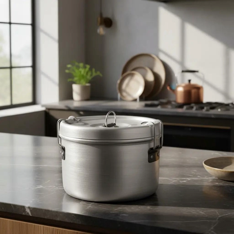 OLLA MARMITA DE ALUMINIO 14 CM PARA COCINAR Y LLEVAR COMIDA - 4