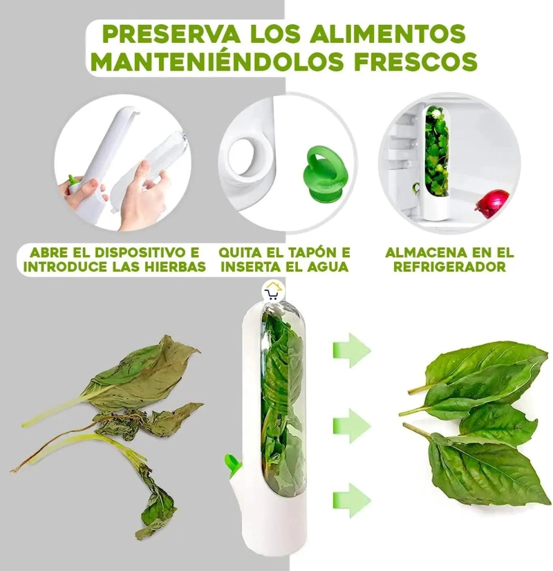 BOTELLA CONSERVADORA DE HIERBAS FRESCAS PARA REFRIGERADOR - 4