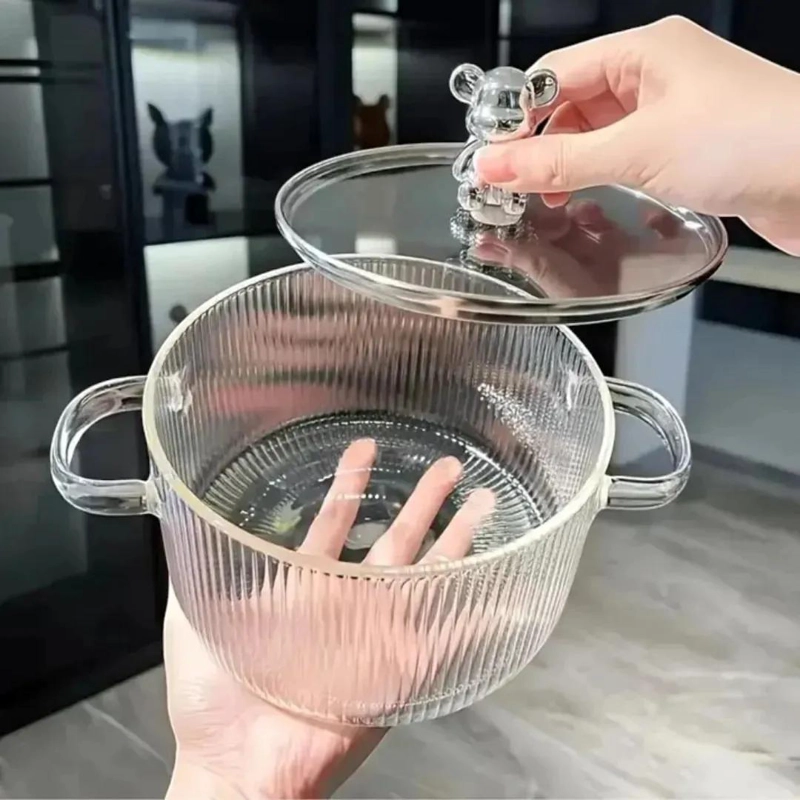 OLLA DE VIDRIO BOROSILICATO 1.8 LITROS TRANSPARENTE Y RESISTENTE - 6