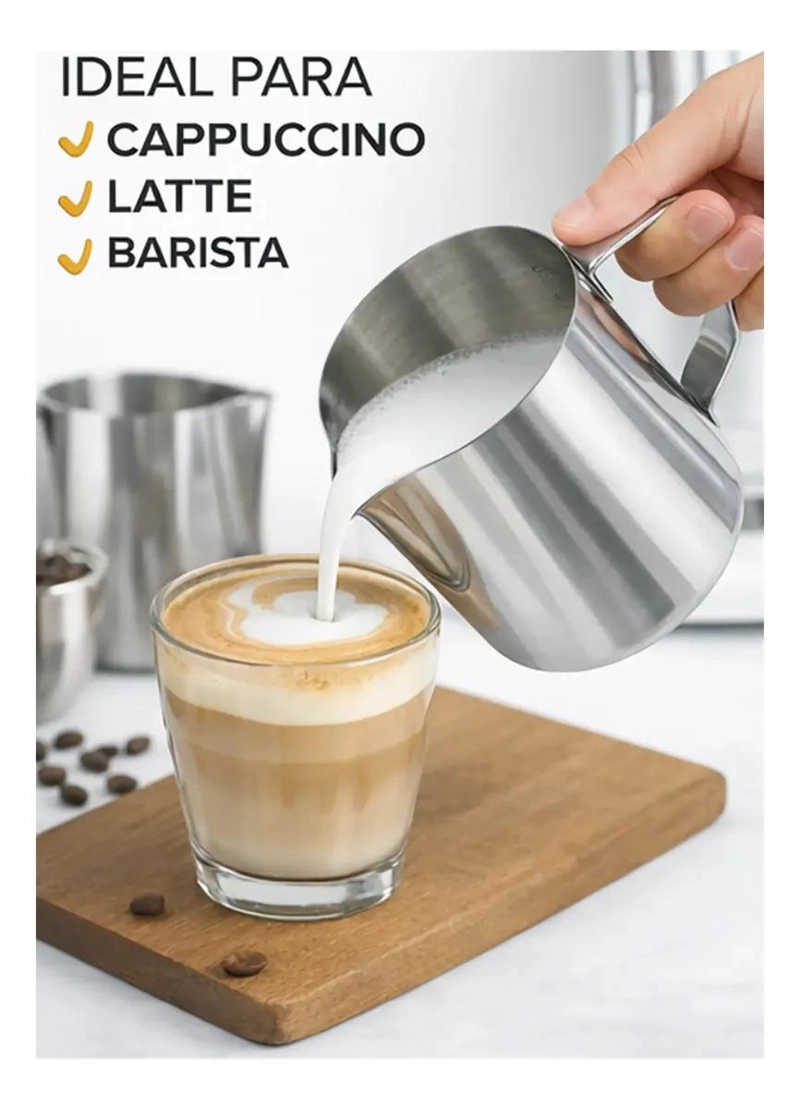 JARRA ESPUMADORA DE LECHE 900ML ACERO INOXIDABLE PARA CAFE - 2