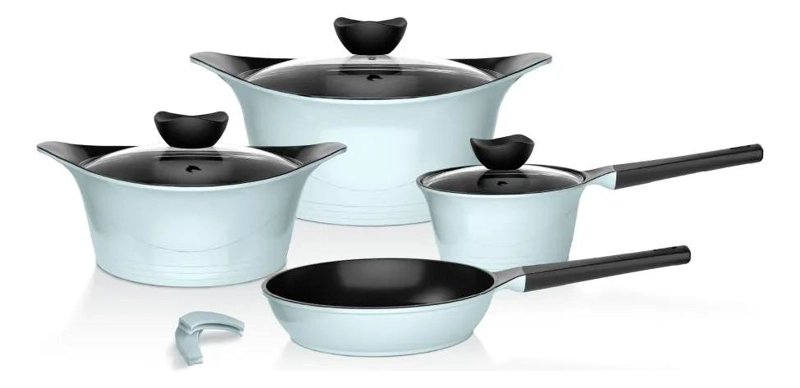 SET DE COCINA DE ALUMINIO FUNDIDO 7 PIEZAS COLOR CELESTE - 4